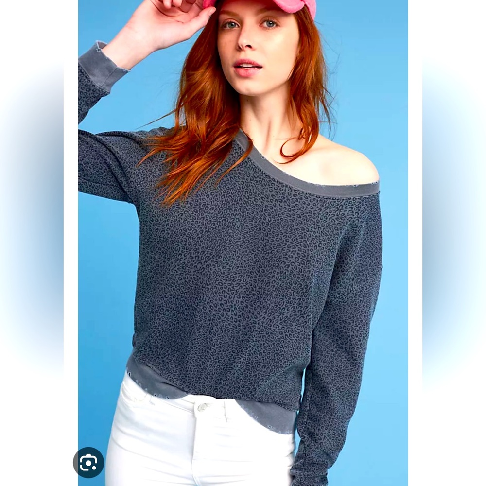 Stateside Leopard Sweatshirt with distressed hem
